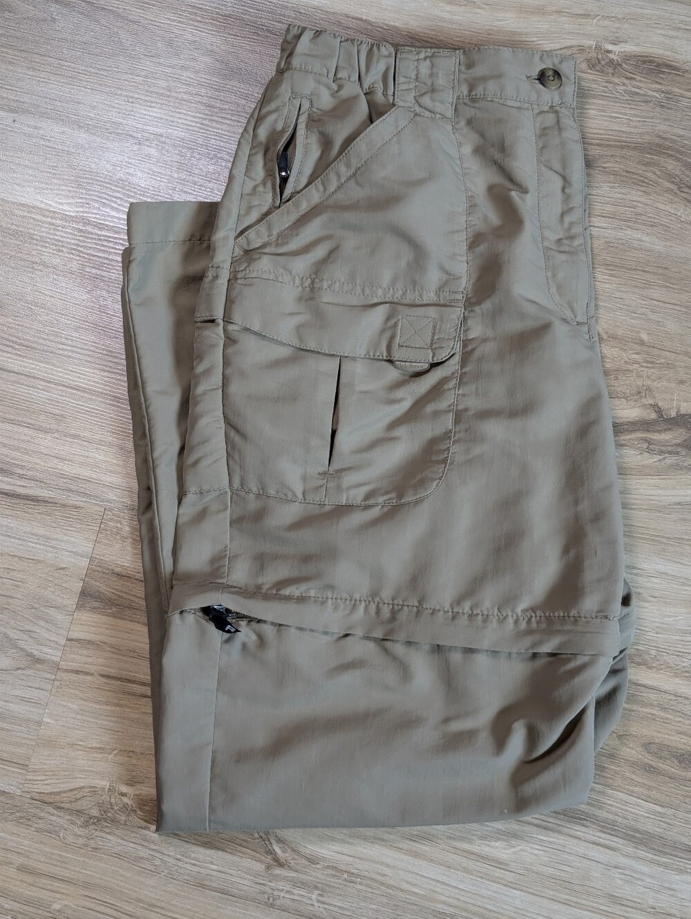 LL Bean Convertible Hiking Pants Beige Cargo Belt Loops Women Medium
